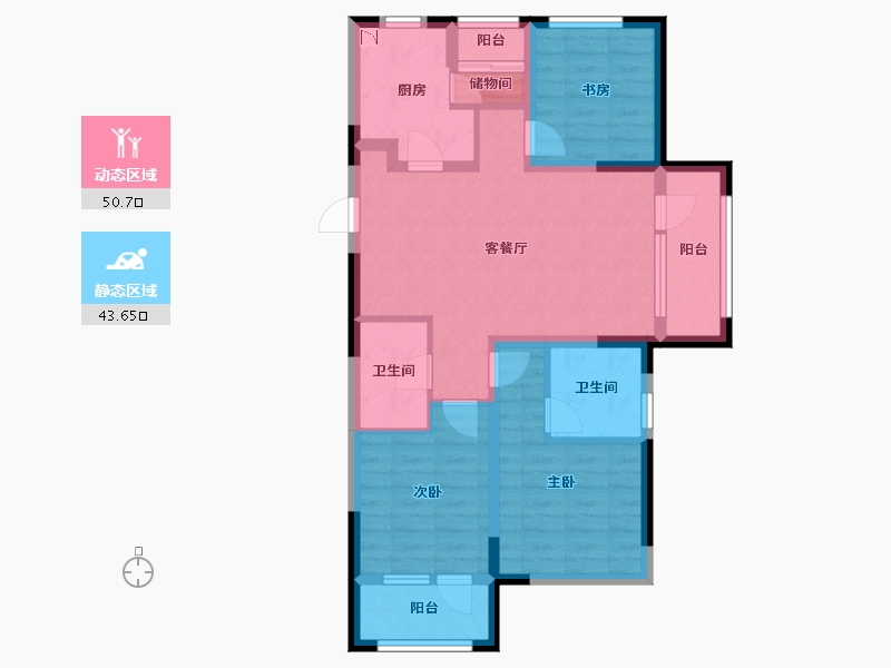 辽宁省-沈阳市-富力盛悦府-82.63-户型库-动静分区