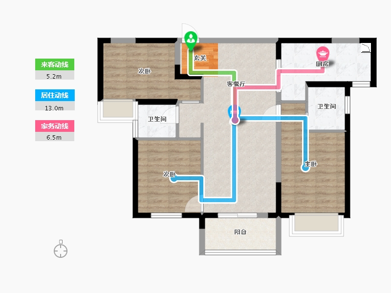 湖南省-长沙市-万科金色梦想-80.48-户型库-动静线