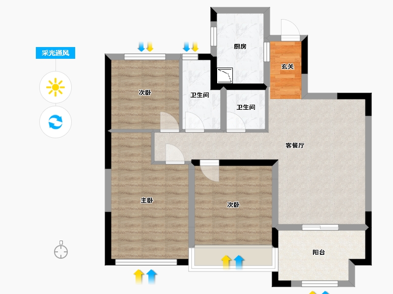 浙江省-杭州市-祥生钱塘新语-80.01-户型库-采光通风