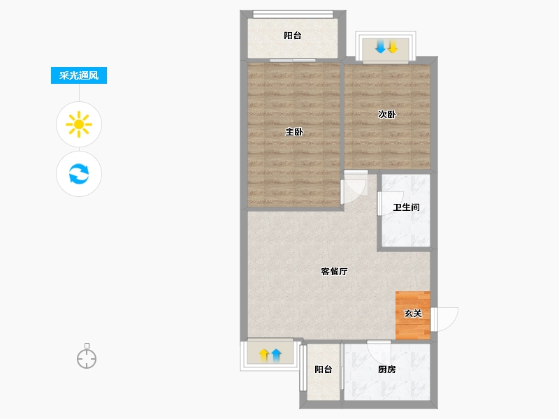 四川省-成都市-双楠忆景-64.22-户型库-采光通风