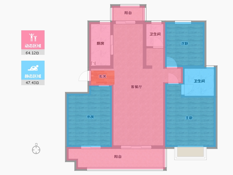 河南省-洛阳市-中浩德・山水文苑-98.88-户型库-动静分区