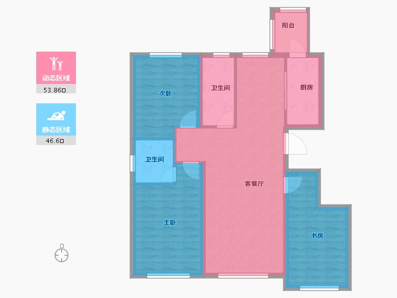 黑龙江省-哈尔滨市-磐石・金江悦-90.23-户型库-动静分区