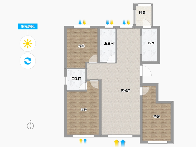 黑龙江省-哈尔滨市-磐石・金江悦-90.23-户型库-采光通风