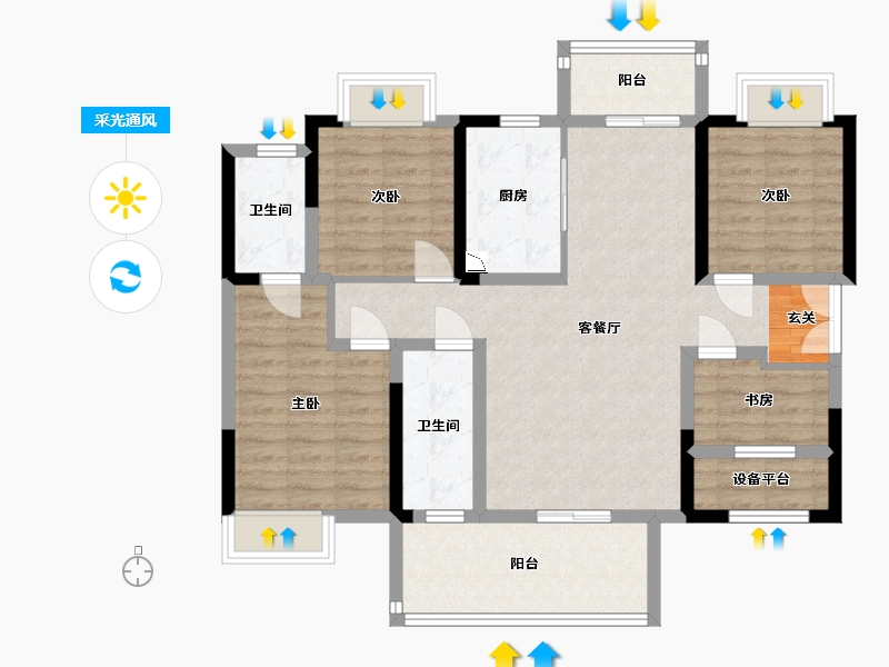 湖南省-长沙市-润和滨江广场-99.31-户型库-采光通风