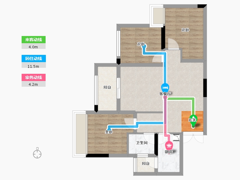 重庆-重庆市-联发龙洲湾1号-67.04-户型库-动静线