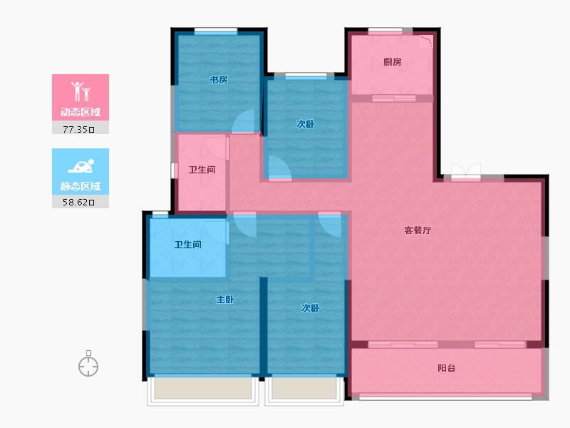 陕西省-西安市-龙湖・彩虹郦城-122.06-户型库-动静分区