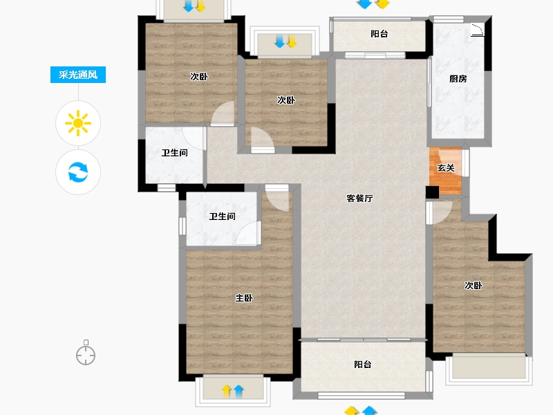 四川省-成都市-雅居乐锦城-115.21-户型库-采光通风