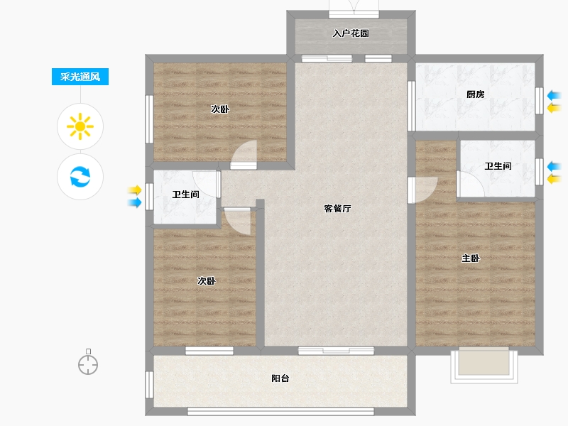 湖南省-邵阳市-邵东壹号-107.05-户型库-采光通风