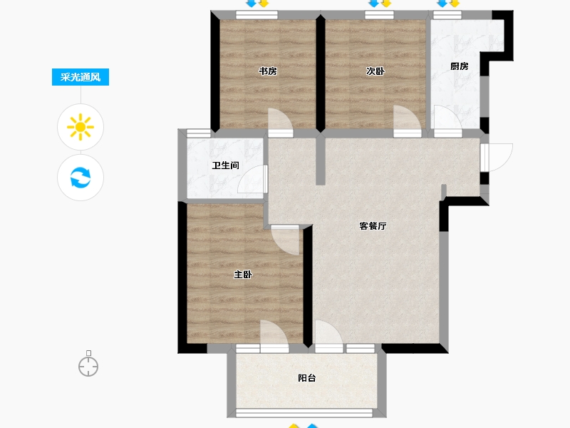 河北省-廊坊市-桃李观邸-70.07-户型库-采光通风