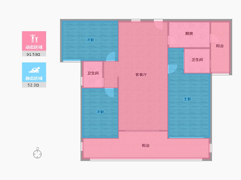 广东省-深圳市-合正中央原著-133.42-户型库-动静分区