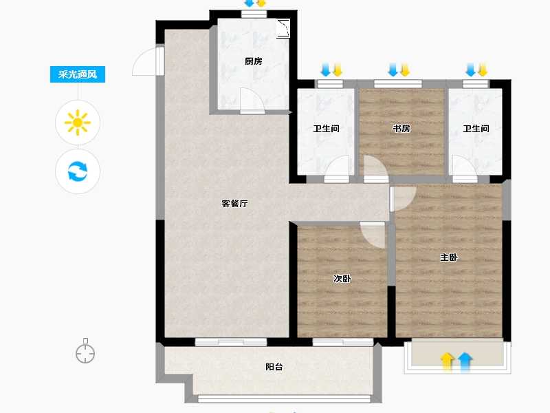 山东省-泰安市-五岳风华-92.00-户型库-采光通风