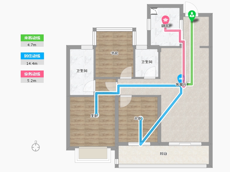 浙江省-金华市-锦绣之城-78.95-户型库-动静线