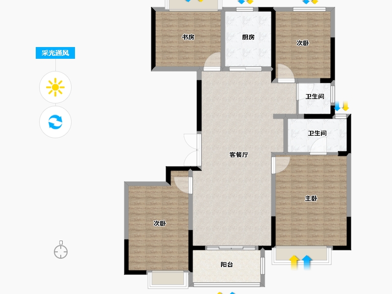 江苏省-南通市-蓝光雍景园-144.01-户型库-采光通风