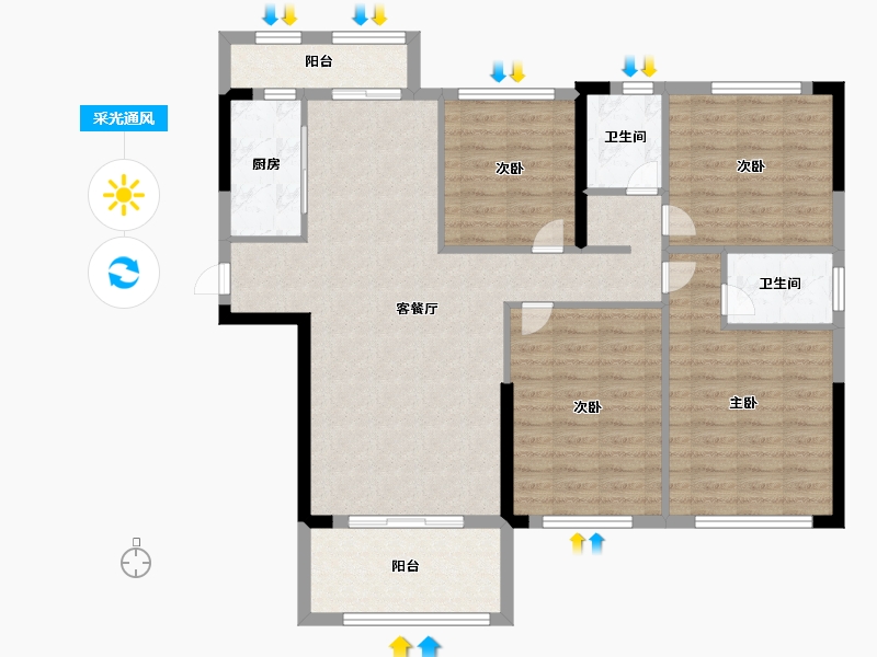 福建省-宁德市-天润紫金郡-109.99-户型库-采光通风