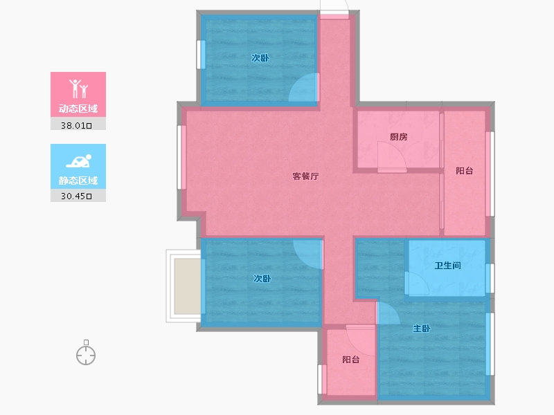 广东省-湛江市-万和城9栋三单元11楼-60.92-户型库-动静分区