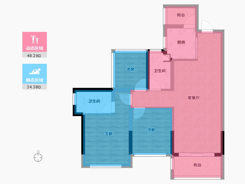 四川省-成都市-龙光天府玖龙郡-72.60-户型库-动静分区