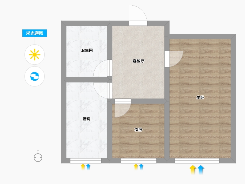 辽宁省-丹东市-云鼎家园-46.98-户型库-采光通风