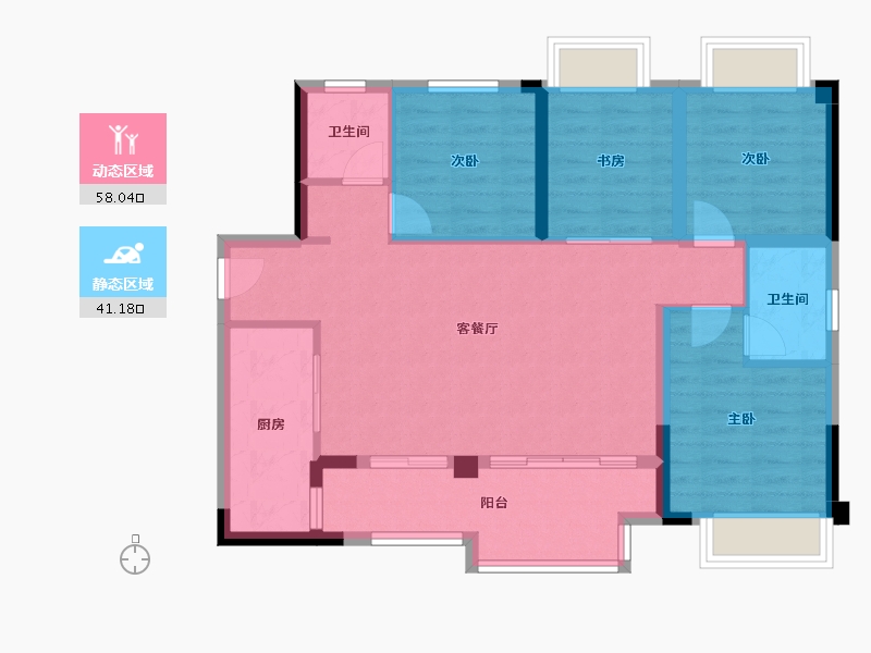 重庆-重庆市-璟樾云山-88.99-户型库-动静分区