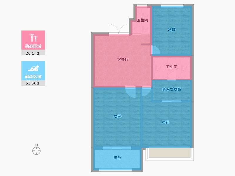 江苏省-徐州市-珑玺台-70.66-户型库-动静分区