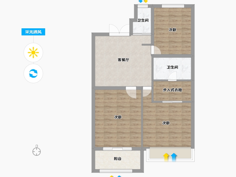 江苏省-徐州市-珑玺台-70.66-户型库-采光通风