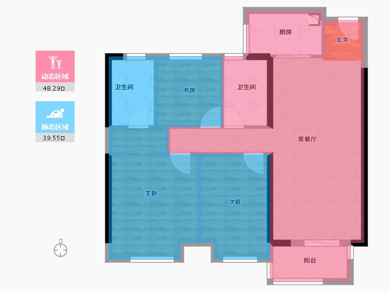 湖北省-武汉市-合景梧桐四季-78.45-户型库-动静分区