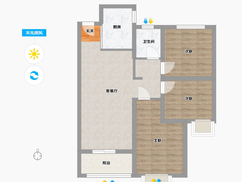 山东省-菏泽市-名门世都-69.13-户型库-采光通风