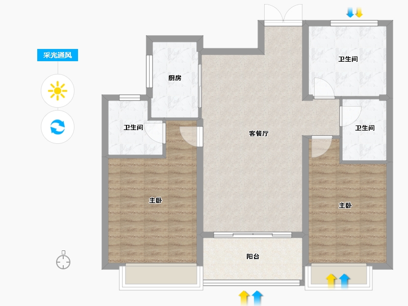 山东省-泰安市-宁阳城开林溪郡-94.00-户型库-采光通风