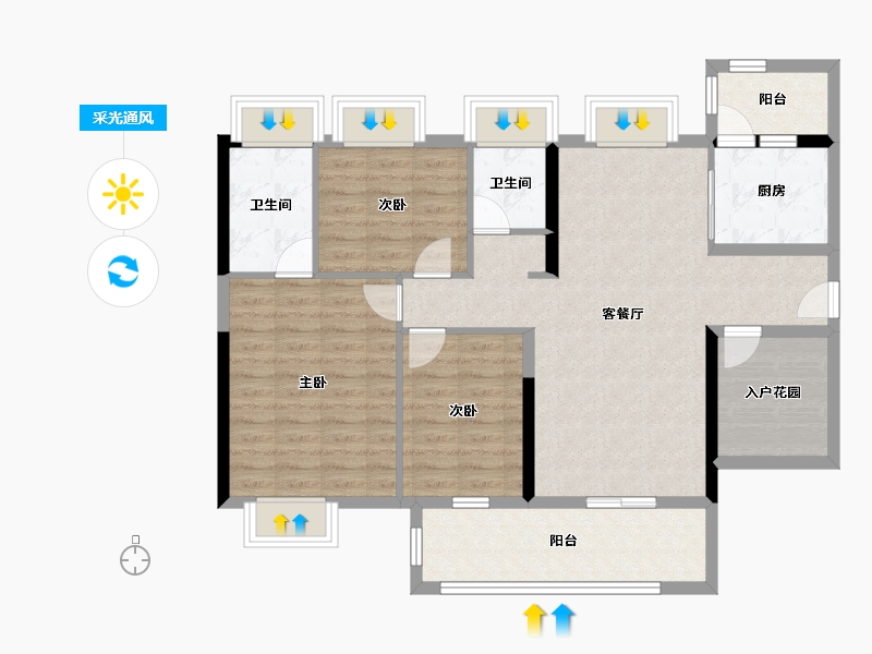 广东省-韶关市-保利大都会-101.36-户型库-采光通风