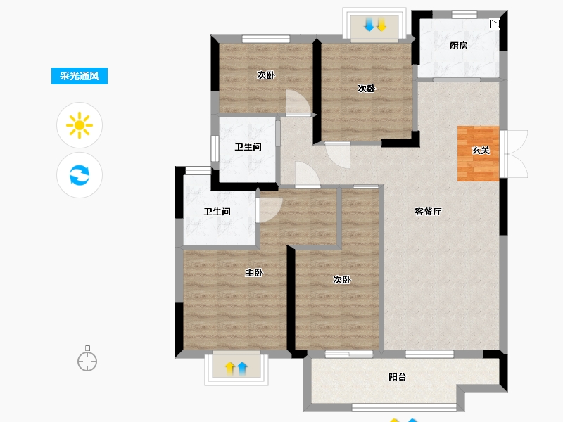 湖北省-武汉市-融侨方圆-94.89-户型库-采光通风