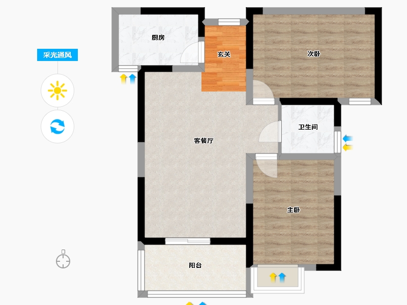 河南省-三门峡市-城明佳苑-69.77-户型库-采光通风