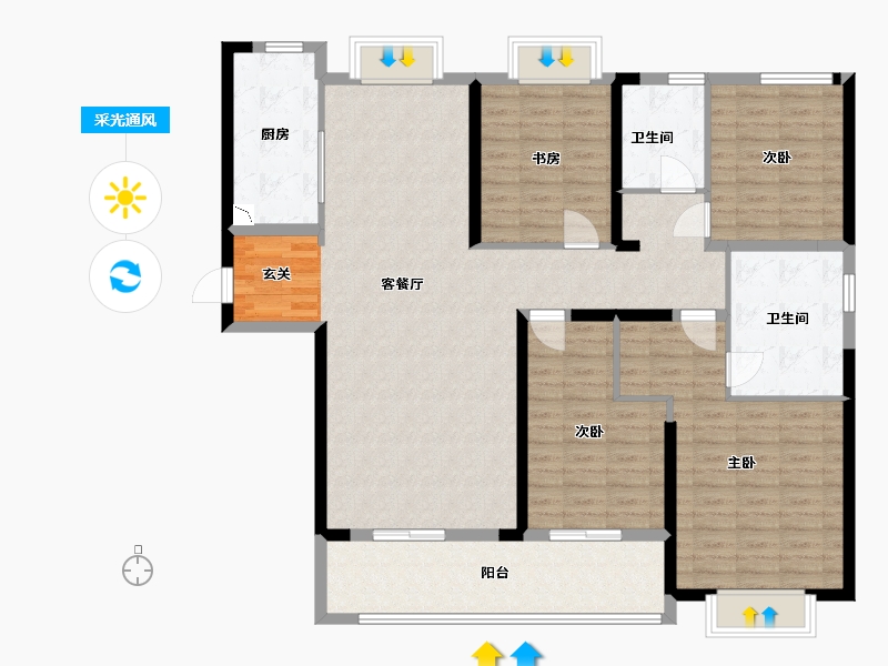 湖北省-武汉市-融创珞瑜路95号-139.75-户型库-采光通风