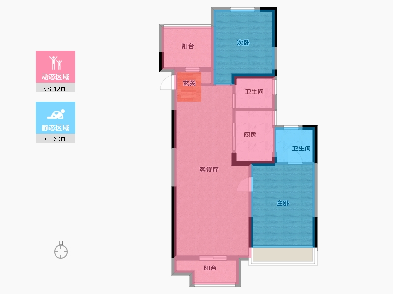 湖北省-武汉市-孔雀城江澜赋-81.00-户型库-动静分区