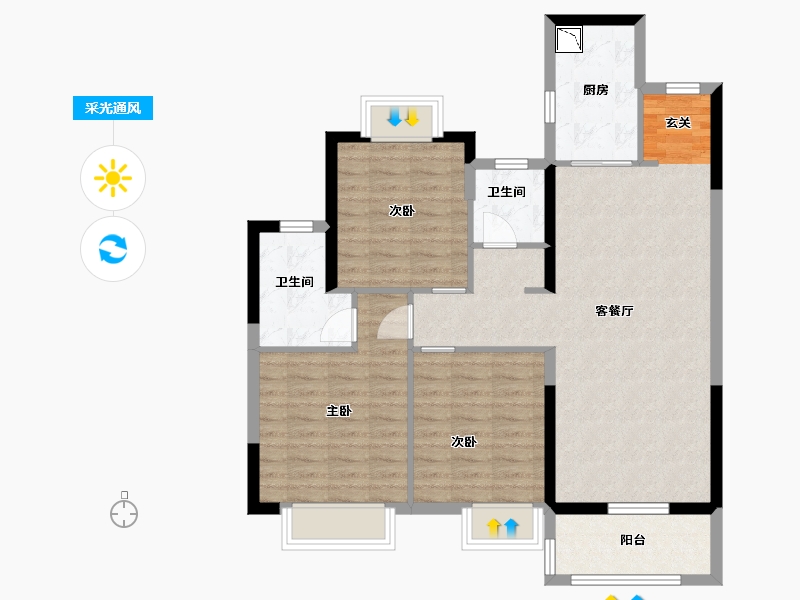 湖北省-武汉市-中海尚�Z-92.00-户型库-采光通风