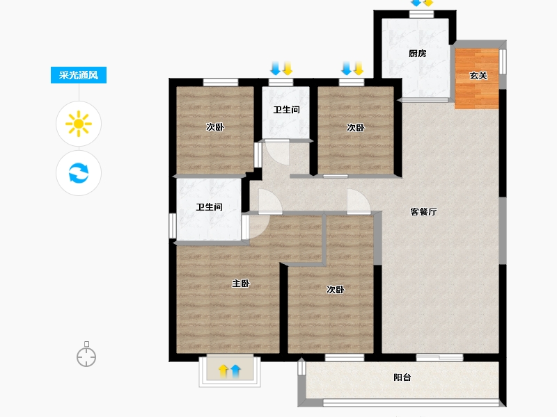 湖北省-武汉市-万科新都会-97.96-户型库-采光通风