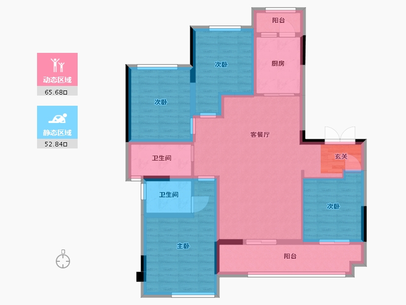 重庆-重庆市-泰吉同诚悦府-105.31-户型库-动静分区