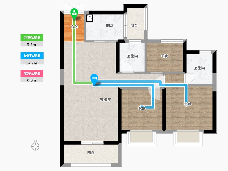 湖北省-武汉市-龙湖春江彼岸-72.17-户型库-动静线