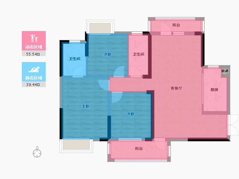 湖北省-武汉市-新长江香榭国际城-84.70-户型库-动静分区