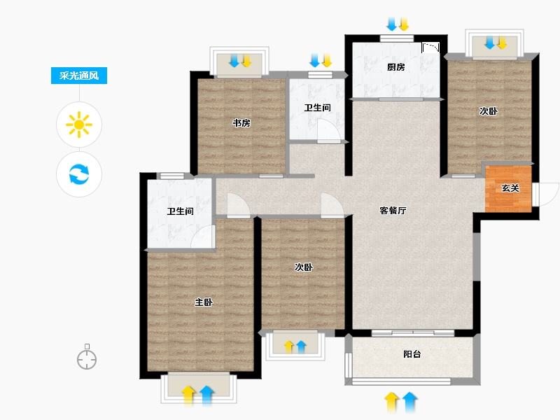 湖北省-武汉市-融创珞瑜路95号-113.25-户型库-采光通风