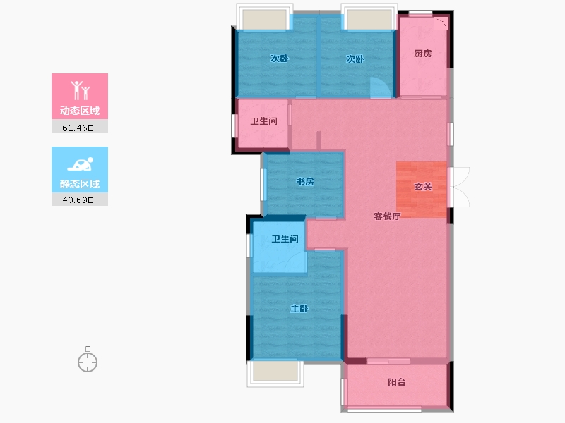 福建省-龙岩市-世茂德兴云玺-91.89-户型库-动静分区