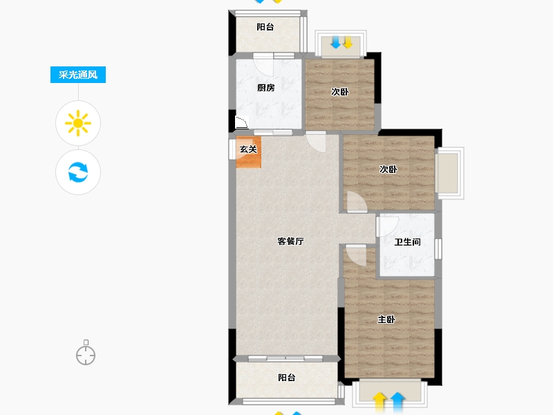 湖北省-武汉市-武汉恒大文化旅游城-86.40-户型库-采光通风