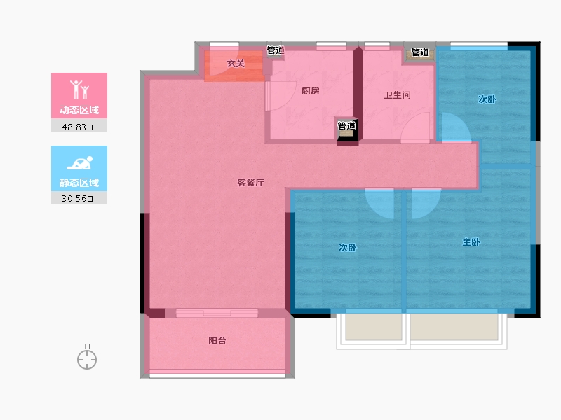 江苏省-南京市-银城旭辉云�_天境-71.65-户型库-动静分区