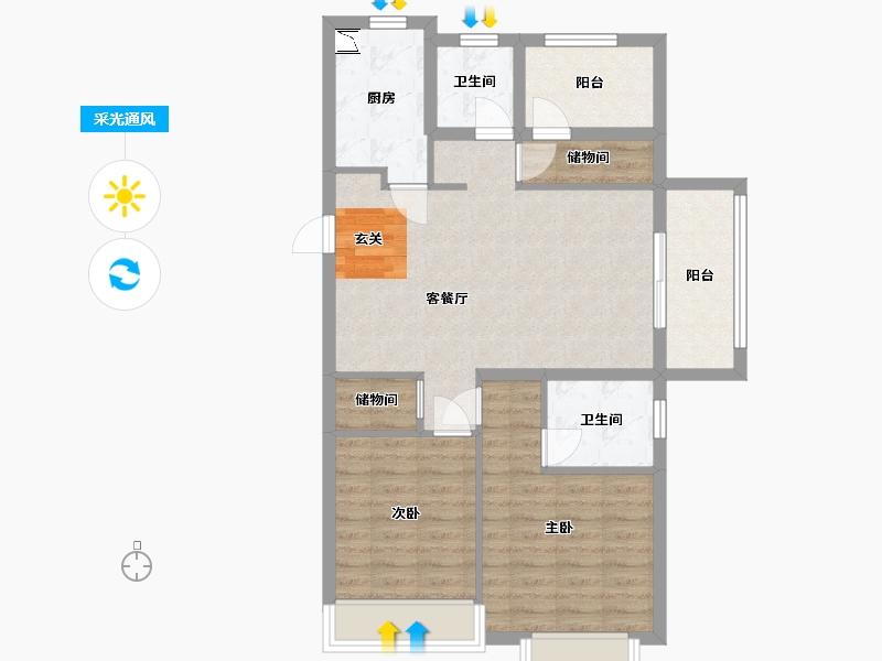 江苏省-南京市-保利荣盛合悦-80.00-户型库-采光通风