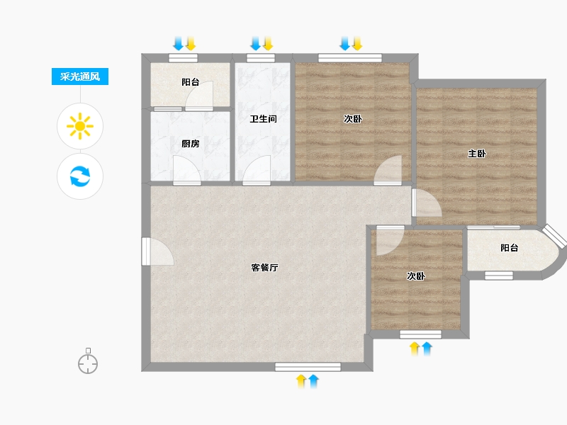 陕西省-西安市-国润城-79.61-户型库-采光通风