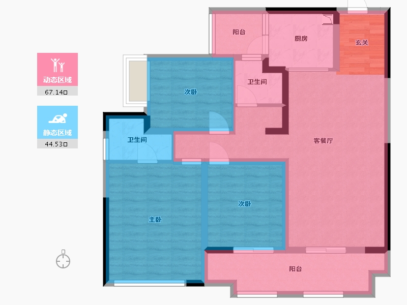 重庆-重庆市-�吃贸�-98.95-户型库-动静分区