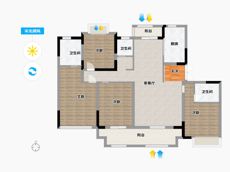 重庆-重庆市-�吃贸�-140.23-户型库-采光通风