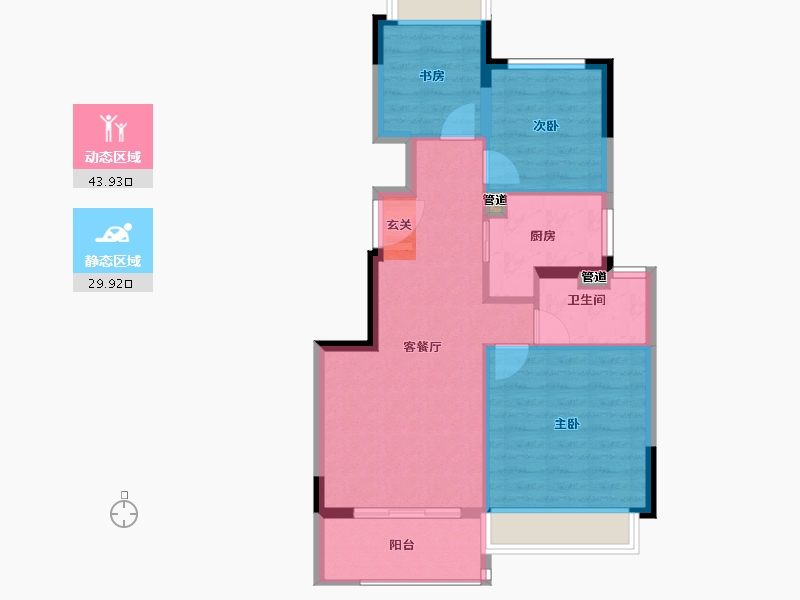 江苏省-南京市-阳光城文澜府-66.76-户型库-动静分区