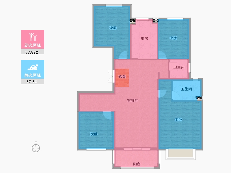 山东省-烟台市-恒基旭辉・玲珑翠谷-104.00-户型库-动静分区