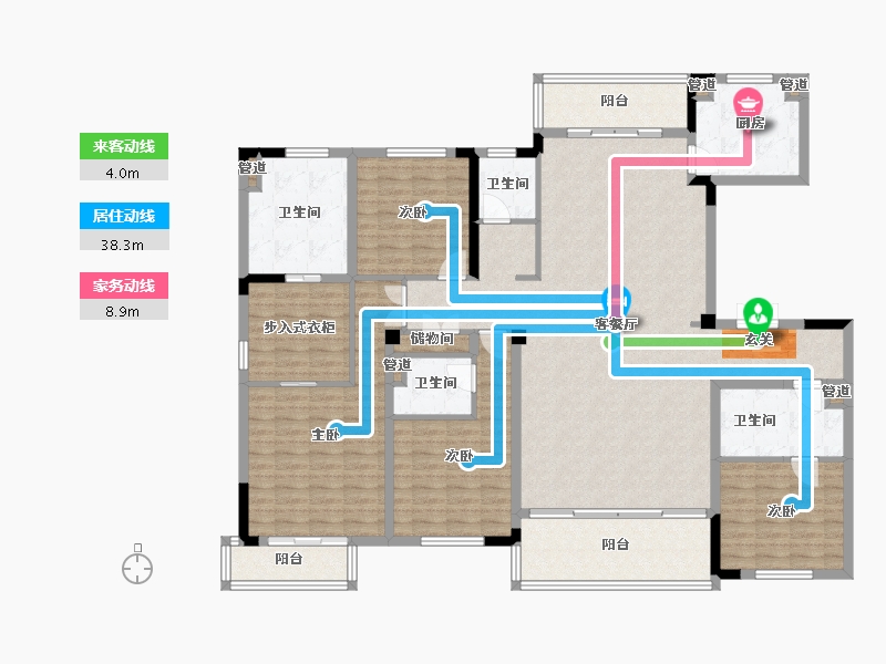 山东省-烟台市-大鱼VILLA-175.85-户型库-动静线