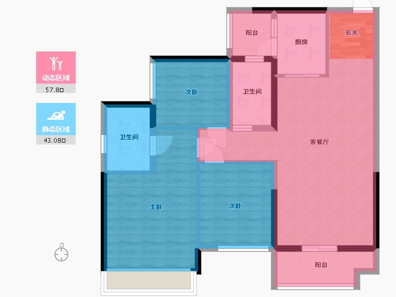 广东省-佛山市-华侨城-90.04-户型库-动静分区