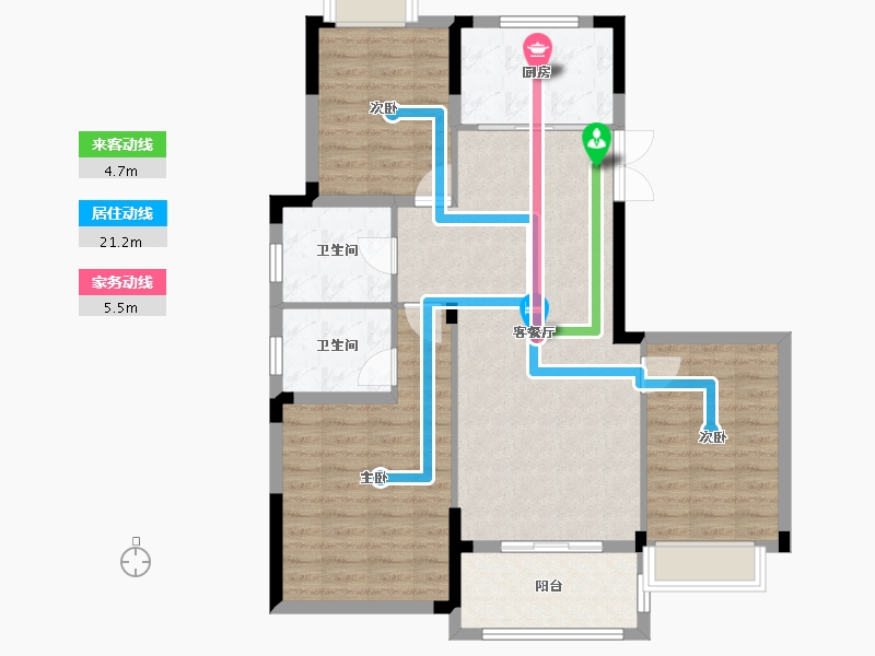 浙江省-温州市-凤山雅苑-96.17-户型库-动静线